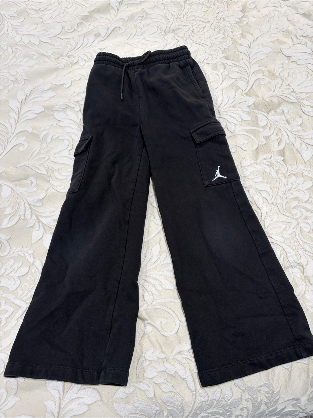 Jordan Kids Black Cargo Joggers with White Jumpman